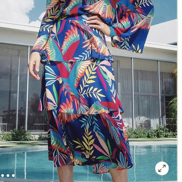 Farm Rio x Anthropologie Fatima Tiered Midi Skirt Size Large - Picture 15 of 16